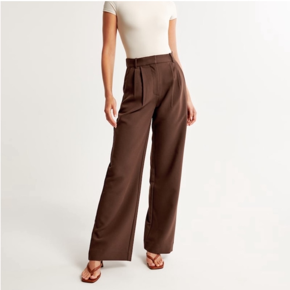 🍂 NWT Abercrombie & Fitch Brown Sloane Trouser Pant • XS